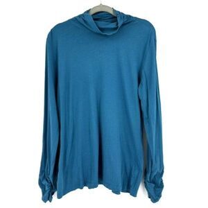 Nomadic Traders‎ Pima Cotton Teal Ruched turtleneck Size XL Lightweight Active